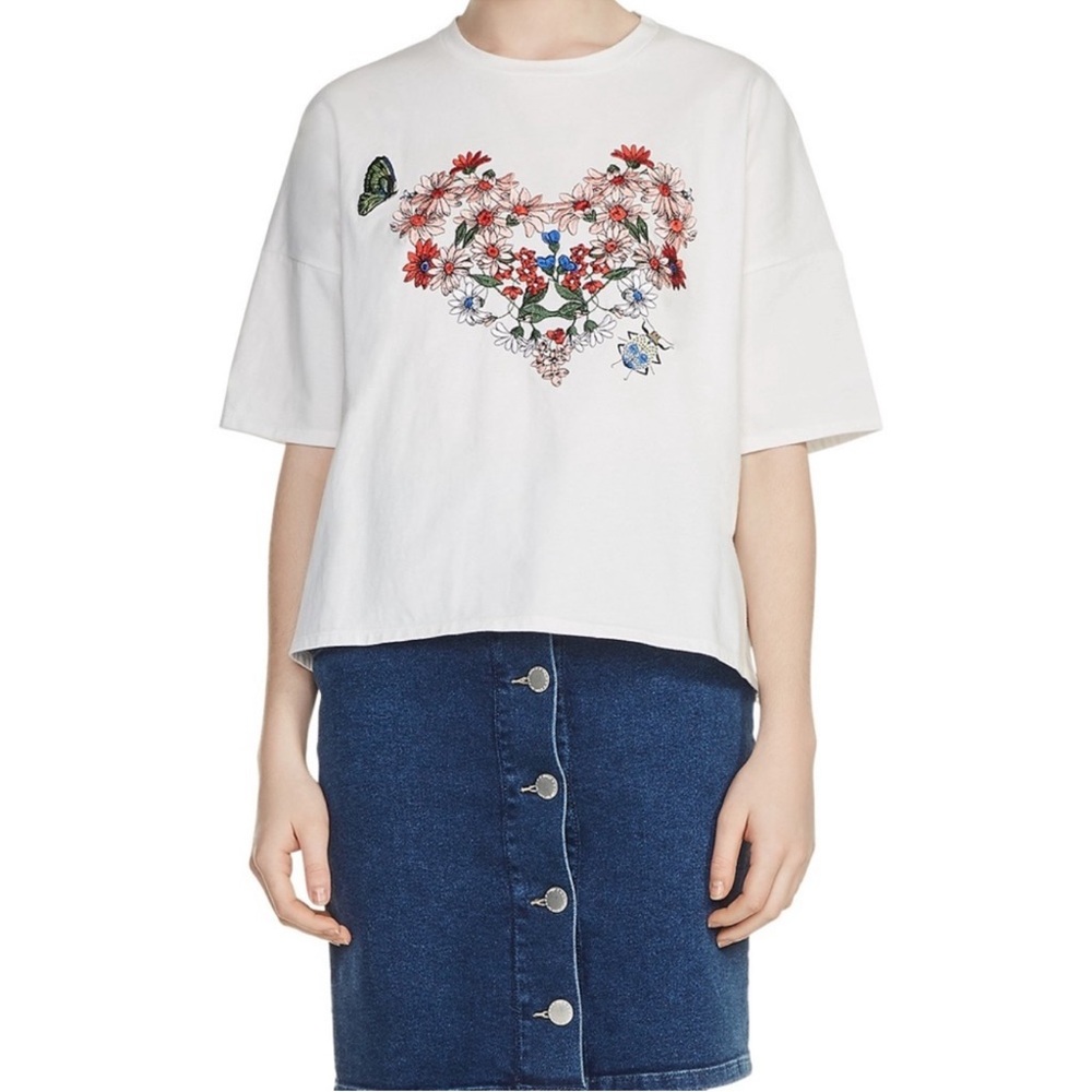 MAJE Tama Floral Embroidered Tee